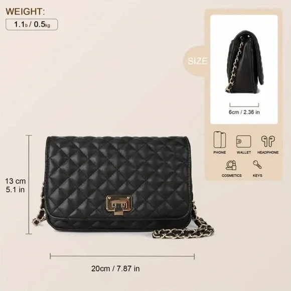 Elegant Black Quilted Chain Bag - Picture 4 of 6